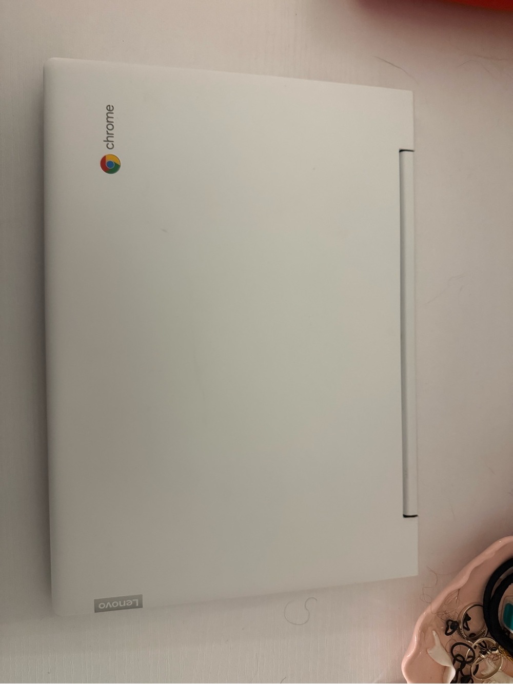 Lenovo White Chromebook Laptop - Chrome Logo